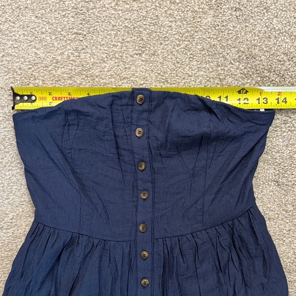 LULUS Women Small Sweetness Sunshine Navy Strapless Midi Fit Flare Pockets Dress - Picture 6 of 15